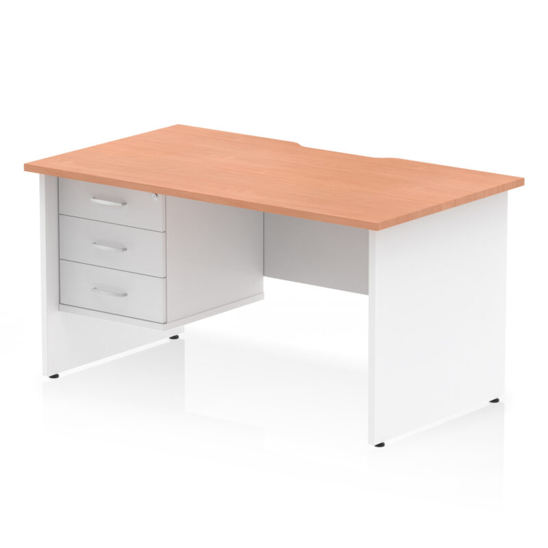 Surge Scalloped Edge 1400mm Panel End Straight Desk With Single Fixed Pedestal - Image 20