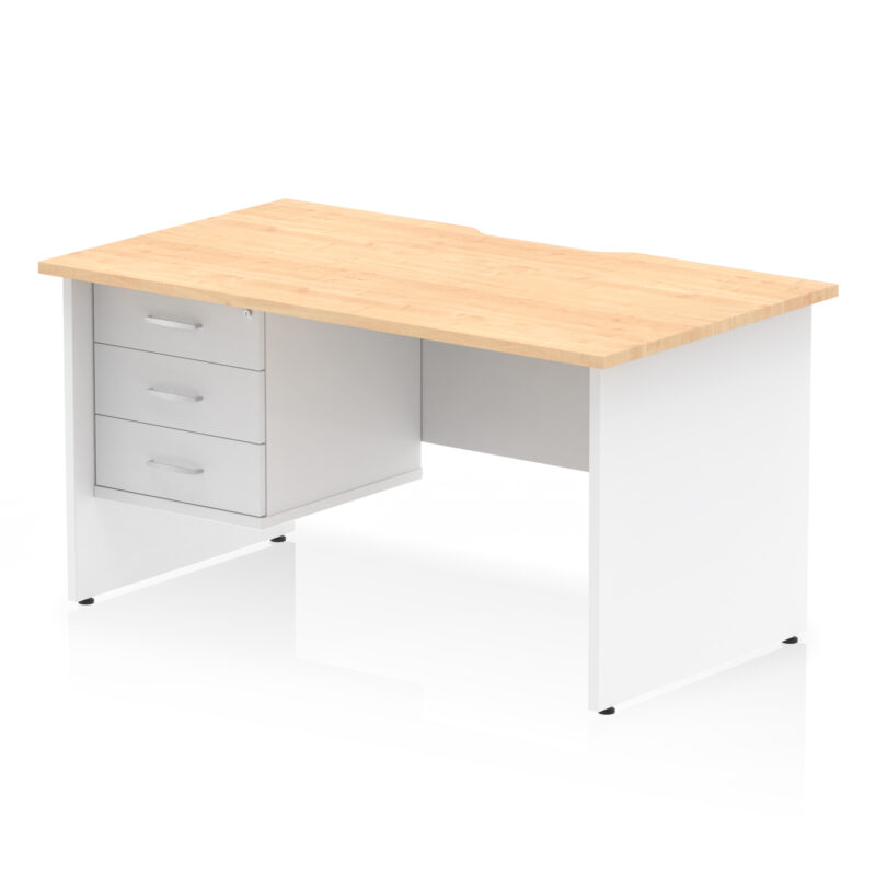 Surge Scalloped Edge 1400mm Panel End Straight Desk With Single Fixed Pedestal - Image 22
