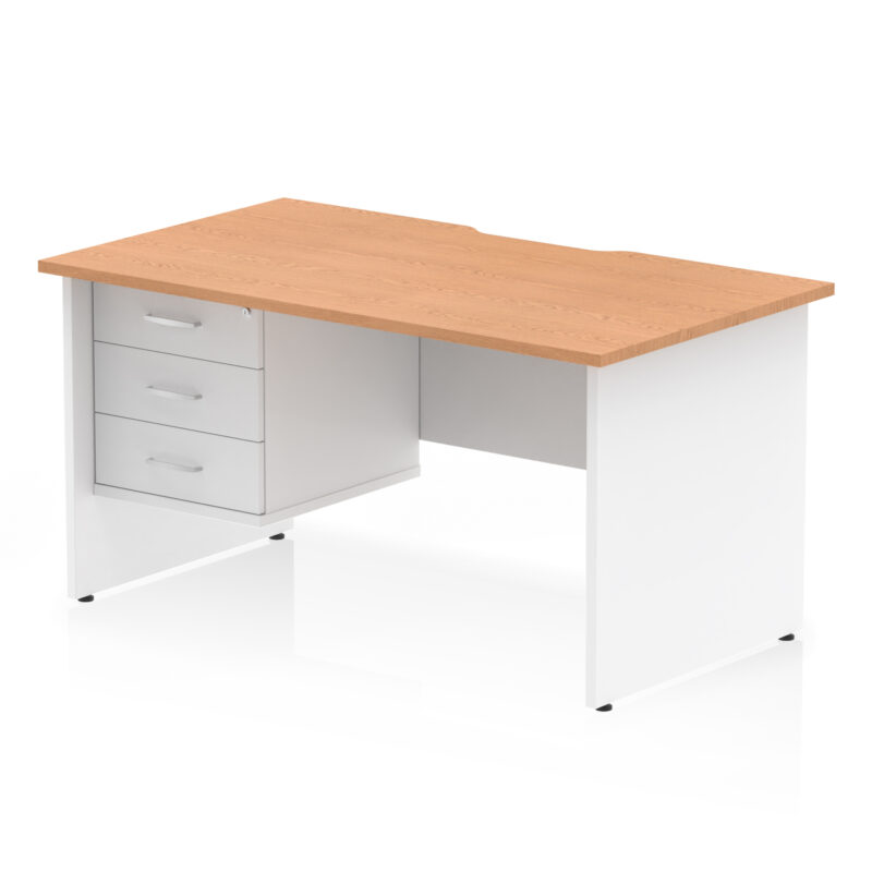 Surge Scalloped Edge 1400mm Panel End Straight Desk With Single Fixed Pedestal - Image 23