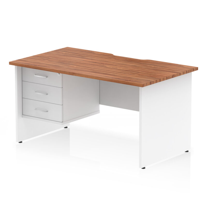 Surge Scalloped Edge 1400mm Panel End Straight Desk With Single Fixed Pedestal - Image 24