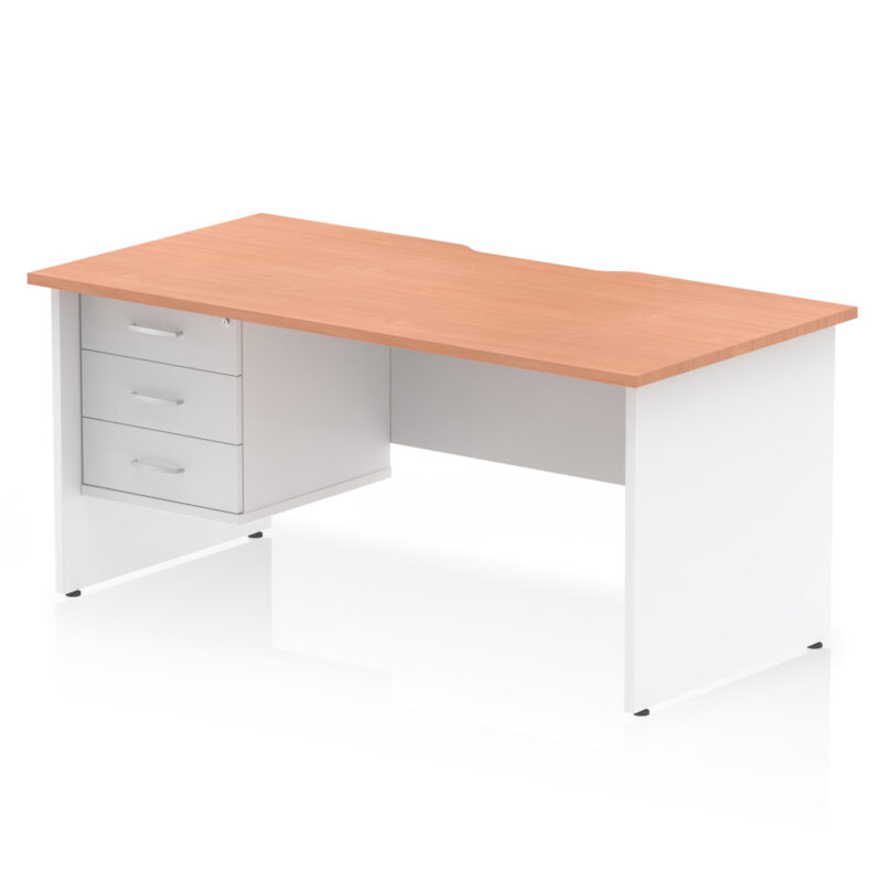 Surge Scalloped Edge 1600mm Panel End Straight Desk With Single Fixed Pedestal - Image 20