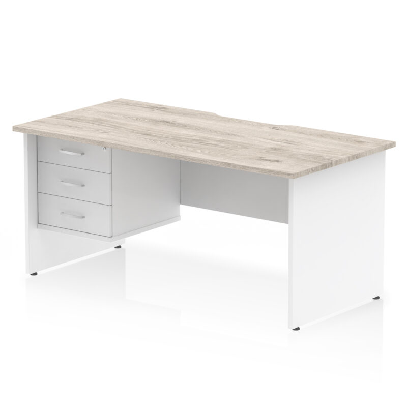 Surge Scalloped Edge 1600mm Panel End Straight Desk With Single Fixed Pedestal - Image 21
