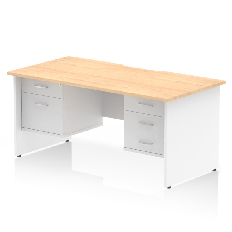 Surge Scalloped Edge 1600mm Panel End Straight Desk With Two Fixed Pedestal - Image 12