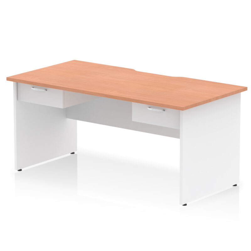 Surge Scalloped Edge Panel End Straight Desk Frame With Two One Drawer Fixed Pedestals - Image 8