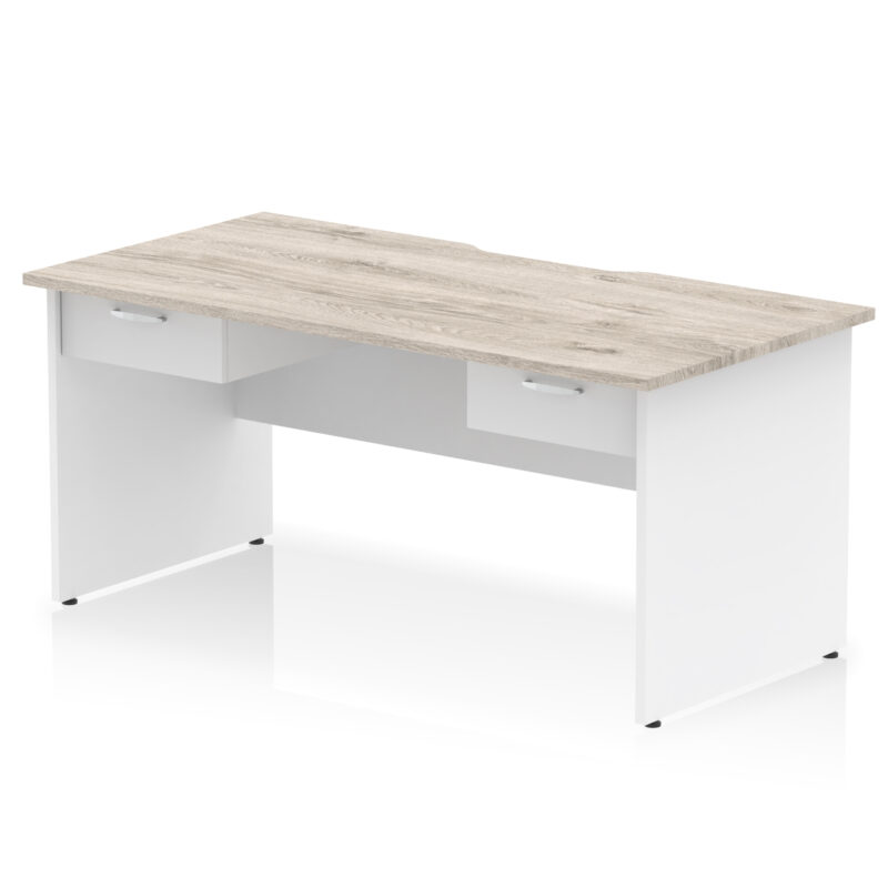Surge Scalloped Edge Panel End Straight Desk Frame With Two One Drawer Fixed Pedestals - Image 9