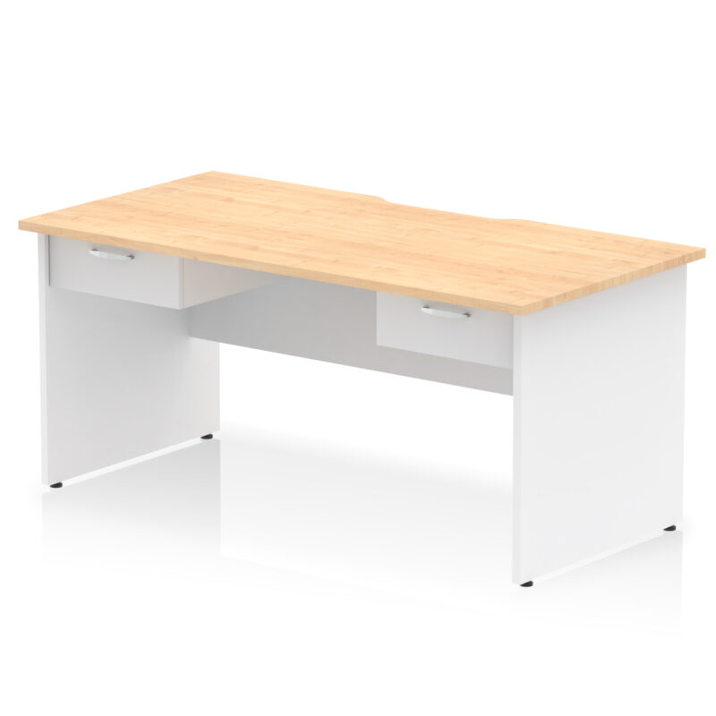 Surge Scalloped Edge Panel End Straight Desk Frame With Two One Drawer Fixed Pedestals - Image 10