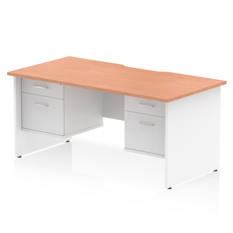 Surge Scalloped Edge 1600mm Panel End Straight Desk With Two Fixed Pedestal - Image 21