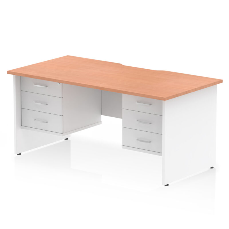 Surge Scalloped Edge 1600mm Panel End Straight Desk With Two Fixed Pedestal - Image 32