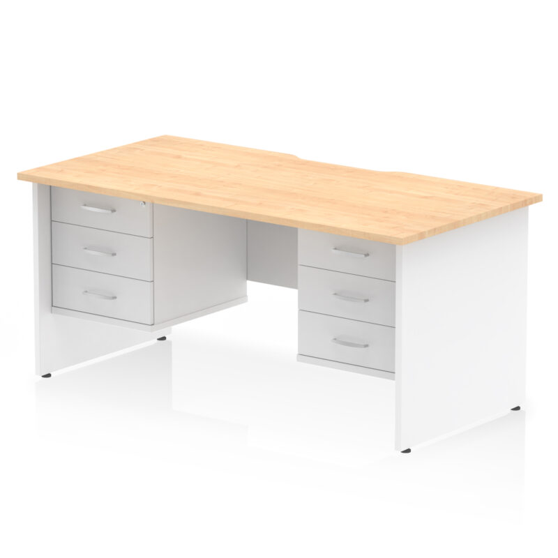 Surge Scalloped Edge 1600mm Panel End Straight Desk With Two Fixed Pedestal - Image 34